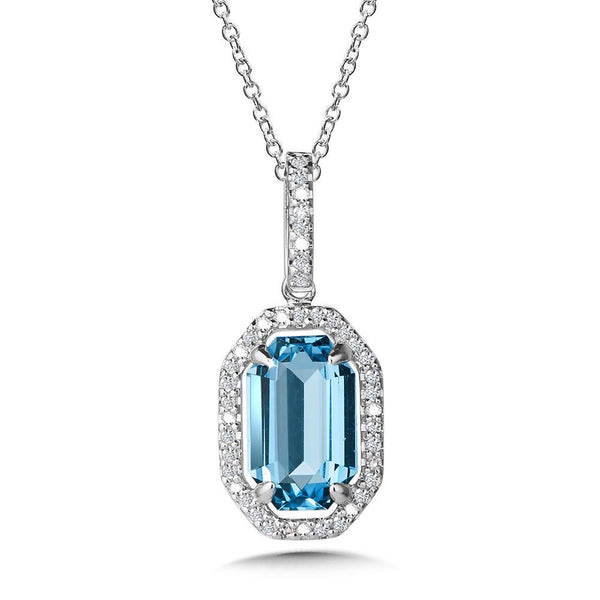 DIAMOND & SWISS BLUE TOPAZ OCTAGON PENDANT Birmingham Jewelry Pendant Birmingham Jewelry 