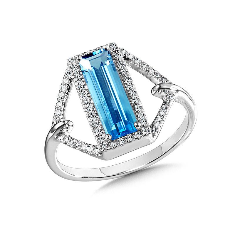 DIAMOND & SWISS BLUE TOPAZ SPLIT SHANK RING Birmingham Jewelry Ring Birmingham Jewelry 