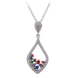 Droplet Necklace with Clear and Multi Colored CZ Birmingham Jewelry Silver Necklace Birmingham Jewelry 