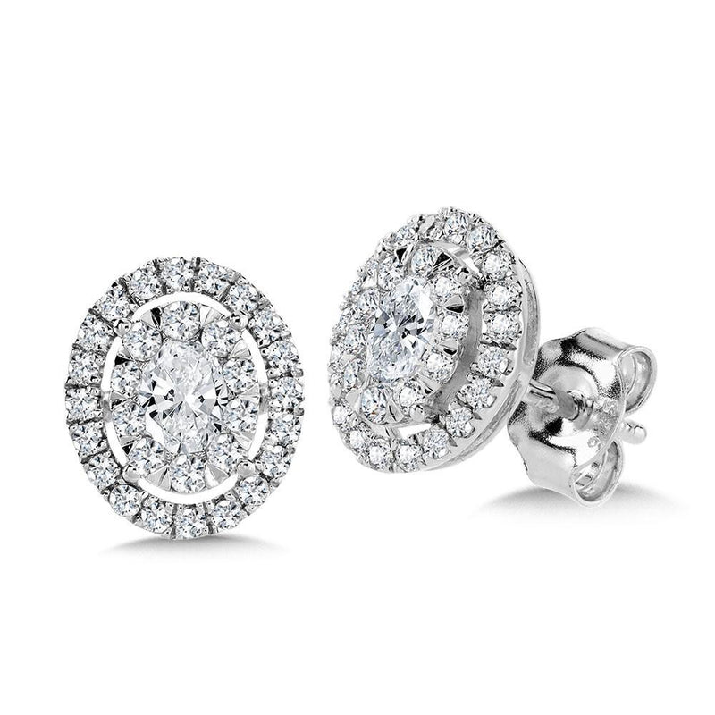 OVAL CLUSTER DIAMOND MIRAGE HALO STUD EARRINGS Birmingham Jewelry Earrings Birmingham Jewelry 