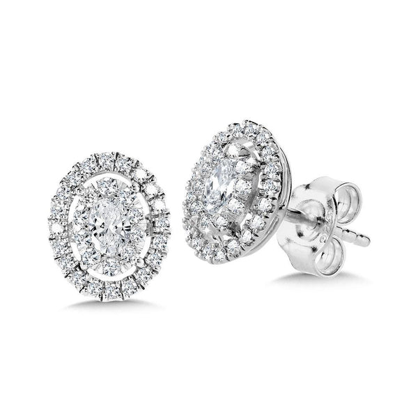 OVAL CLUSTER DIAMOND MIRAGE HALO STUD EARRINGS Birmingham Jewelry Earrings Birmingham Jewelry 