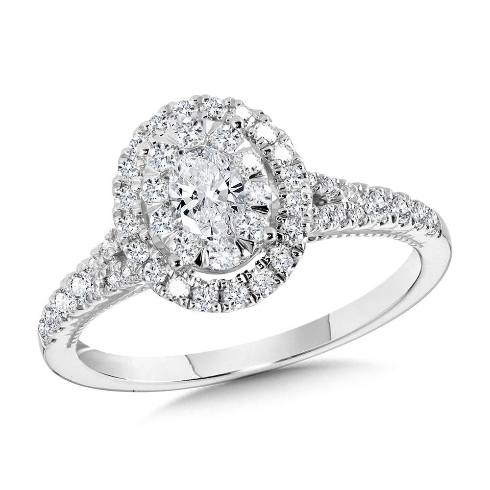 OVAL-SHAPED HALO & CLUSTER DIAMOND MIRAGE SPLIT SHANK ENGAGEMENT RING Birmingham Jewelry Engagement Ring Birmingham Jewelry 