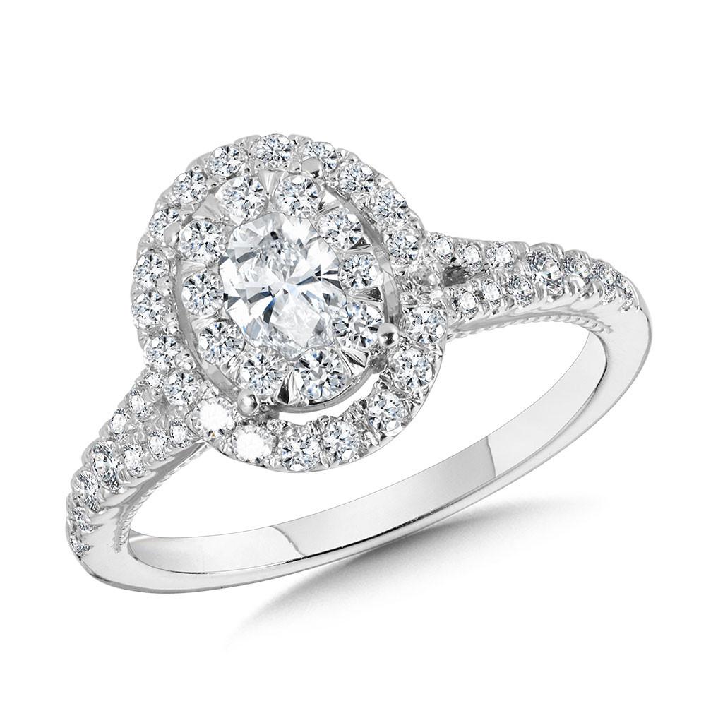 OVAL-SHAPED HALO & CLUSTER DIAMOND MIRAGE SPLIT SHANK ENGAGEMENT RING Birmingham Jewelry Engagement Ring Birmingham Jewelry 