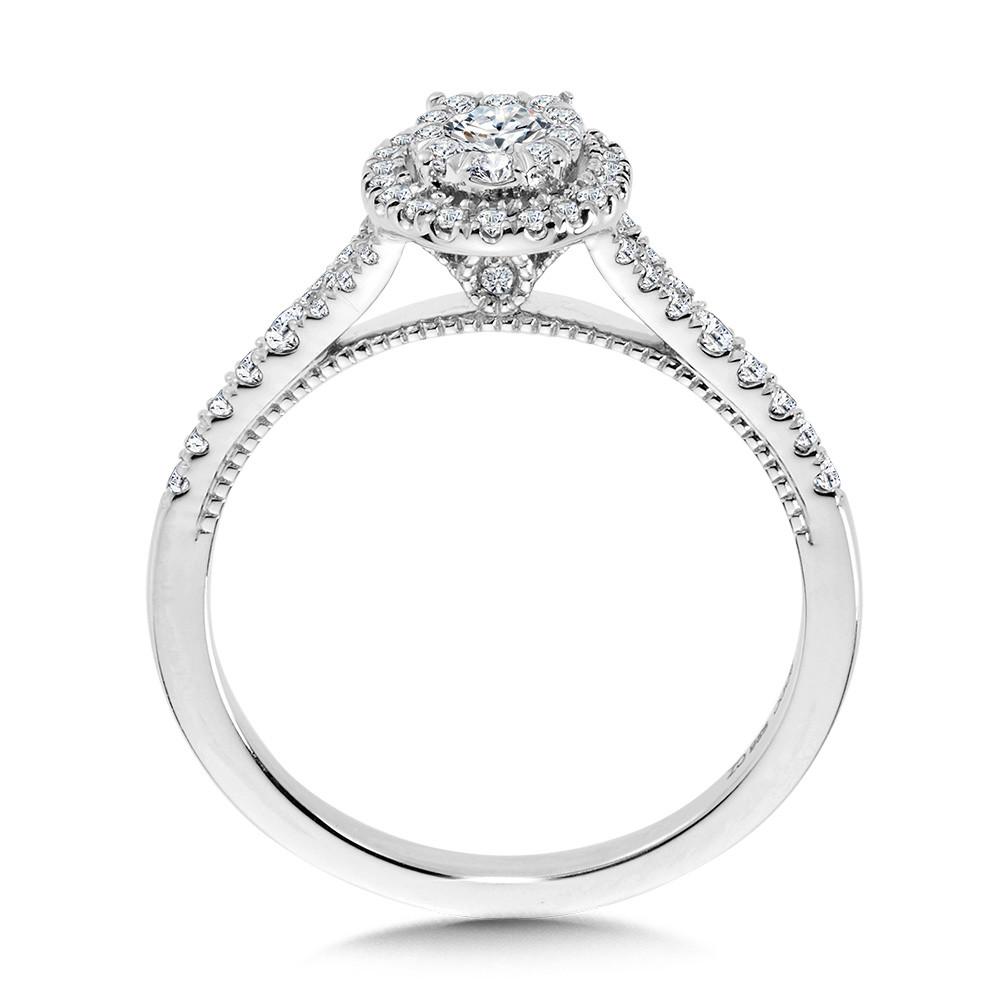 OVAL-SHAPED HALO & CLUSTER DIAMOND MIRAGE SPLIT SHANK ENGAGEMENT RING Birmingham Jewelry Engagement Ring Birmingham Jewelry 