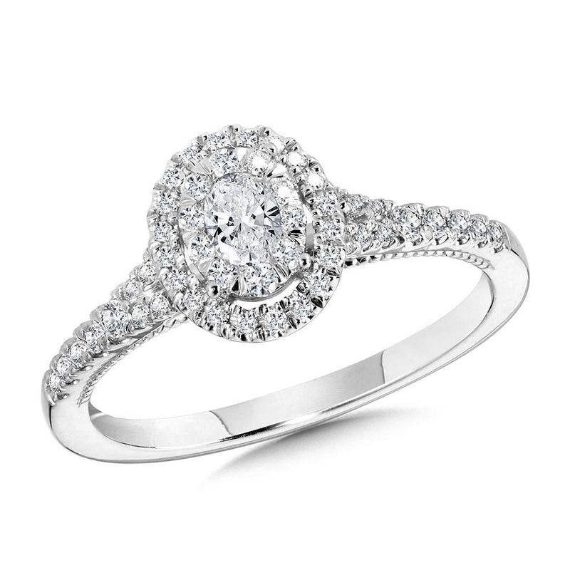 OVAL-SHAPED HALO & CLUSTER DIAMOND MIRAGE SPLIT SHANK ENGAGEMENT RING Birmingham Jewelry Engagement Ring Birmingham Jewelry 