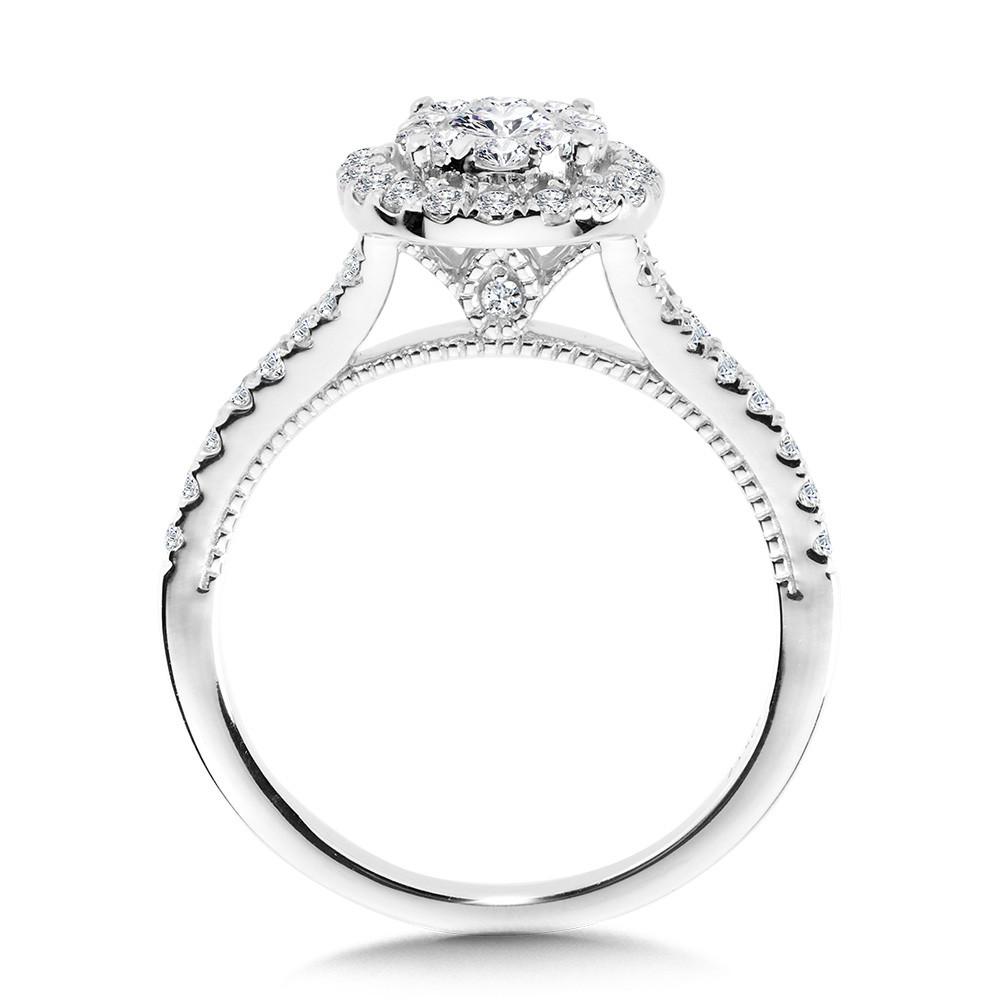 OVAL-SHAPED HALO & CLUSTER DIAMOND MIRAGE SPLIT SHANK ENGAGEMENT RING Birmingham Jewelry Engagement Ring Birmingham Jewelry 