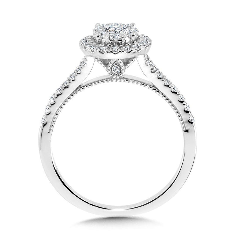 OVAL-SHAPED HALO & CLUSTER DIAMOND MIRAGE SPLIT SHANK ENGAGEMENT RING Birmingham Jewelry Engagement Ring Birmingham Jewelry 