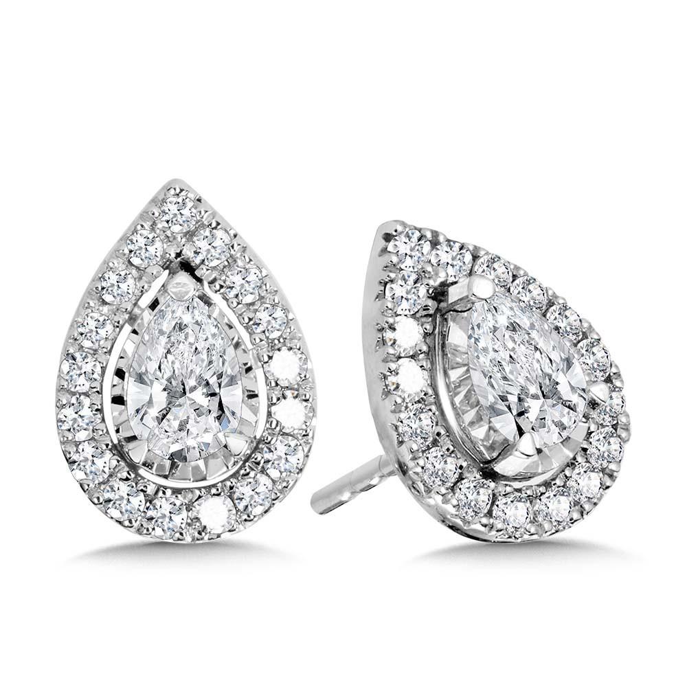 PEAR-CUT, DIAMOND STAR, HEAVENLY HALO STUD EARRINGS Birmingham Jewelry Earrings Birmingham Jewelry 