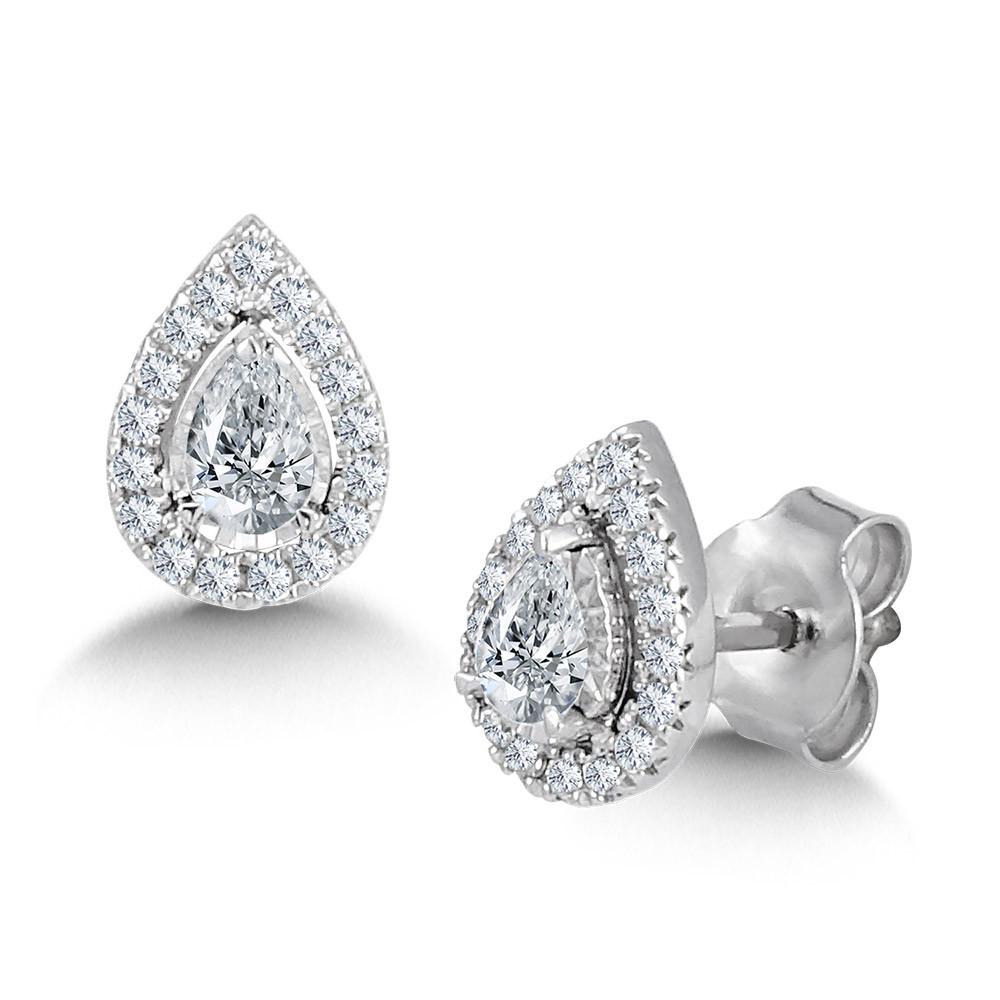 PEAR-CUT, DIAMOND STAR, HEAVENLY HALO STUD EARRINGS Birmingham Jewelry Earrings Birmingham Jewelry 