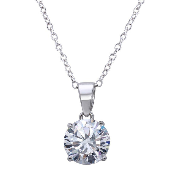 Round Clear CZ Stone Pendant Necklace Birmingham Jewelry Silver Necklace Birmingham Jewelry 