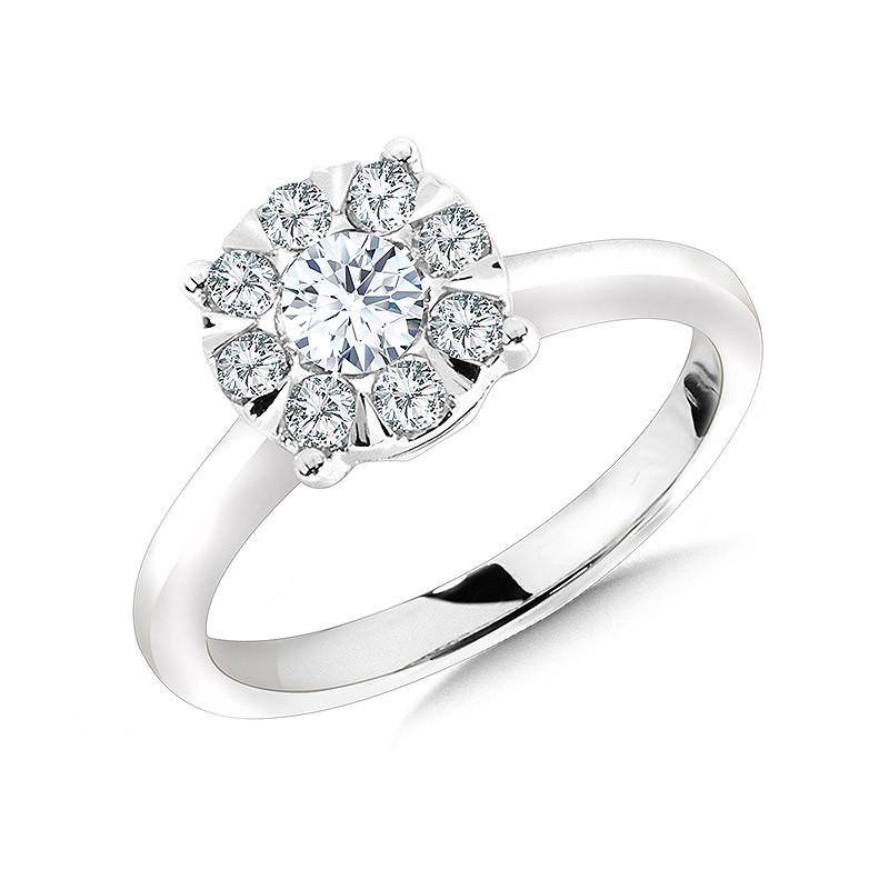 ROUND CLUSTER DIAMOND MIRAGE SOLITAIRE ENGAGEMENT RING Birmingham Jewelry Engagement Ring Birmingham Jewelry 