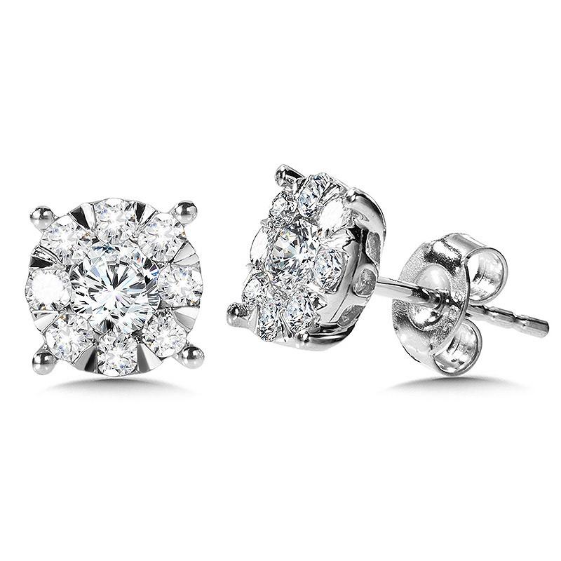 ROUND CLUSTER DIAMOND MIRAGE STUD EARRINGS Birmingham Jewelry Earrings Birmingham Jewelry 
