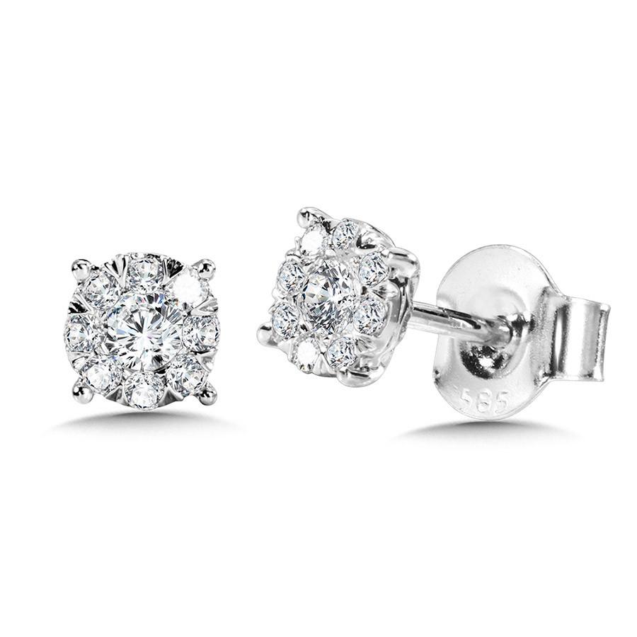 ROUND CLUSTER DIAMOND MIRAGE STUD EARRINGS Birmingham Jewelry Earrings Birmingham Jewelry 