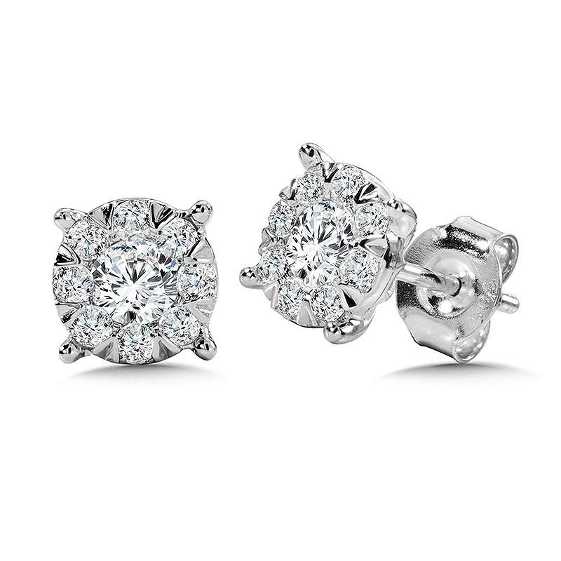 ROUND CLUSTER DIAMOND MIRAGE STUD EARRINGS Birmingham Jewelry Earrings Birmingham Jewelry 