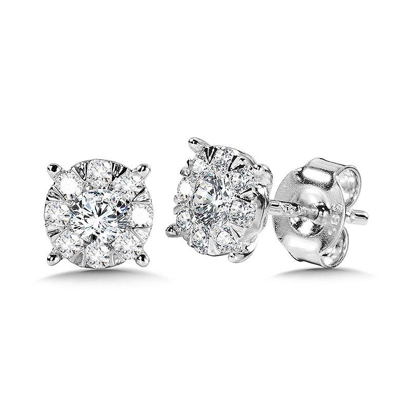 ROUND CLUSTER DIAMOND MIRAGE STUD EARRINGS Birmingham Jewelry Earrings Birmingham Jewelry 