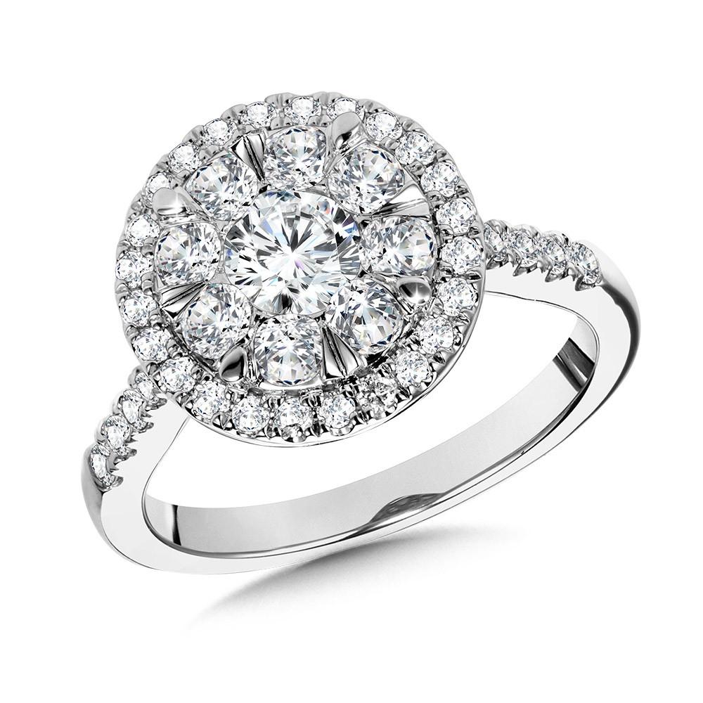 ROUND HALO & CLUSTER DIAMOND MIRAGE ENGAGEMENT RING Birmingham Jewelry Engagement Ring Birmingham Jewelry 