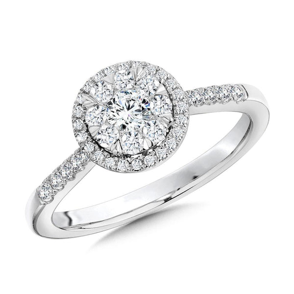 ROUND HALO & CLUSTER DIAMOND MIRAGE ENGAGEMENT RING Birmingham Jewelry Engagement Ring Birmingham Jewelry 