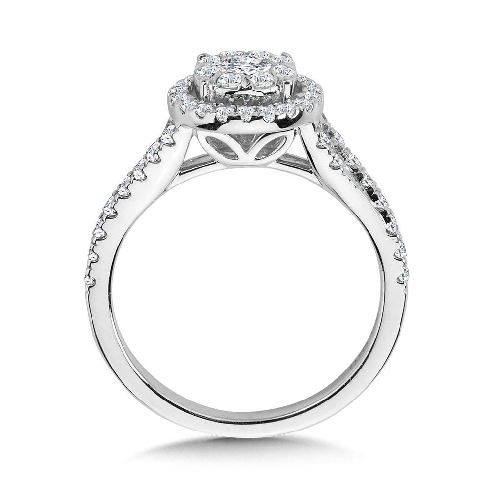 ROUND HALO & CLUSTER DIAMOND MIRAGE SPLIT SHANK BRIDAL SET Birmingham Jewelry Engagement Ring Set Birmingham Jewelry 