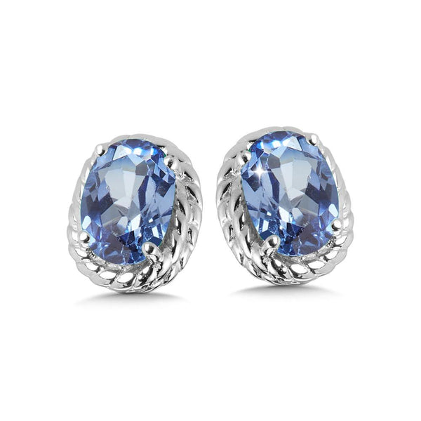 STERLING SILVER CREATED BLUE SAPPHIRE EARRING Birmingham Jewelry Earrings Birmingham Jewelry 