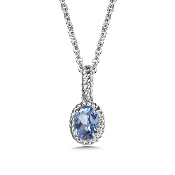STERLING SILVER CREATED BLUE SAPPHIRE PENDANT Birmingham Jewelry Pendant Birmingham Jewelry 