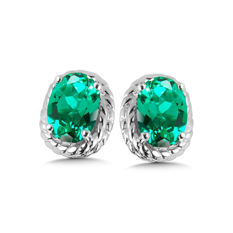 STERLING SILVER CREATED EMERALD EARRING Birmingham Jewelry Earrings Birmingham Jewelry 