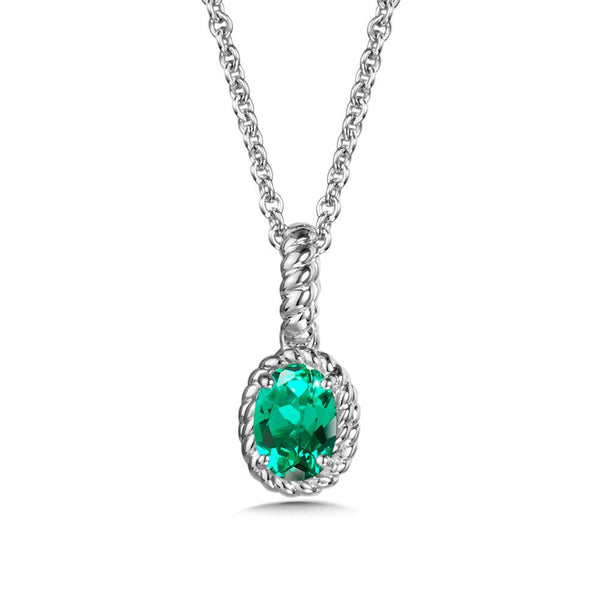 STERLING SILVER CREATED EMERALD PENDANT Birmingham Jewelry Pendant Birmingham Jewelry 