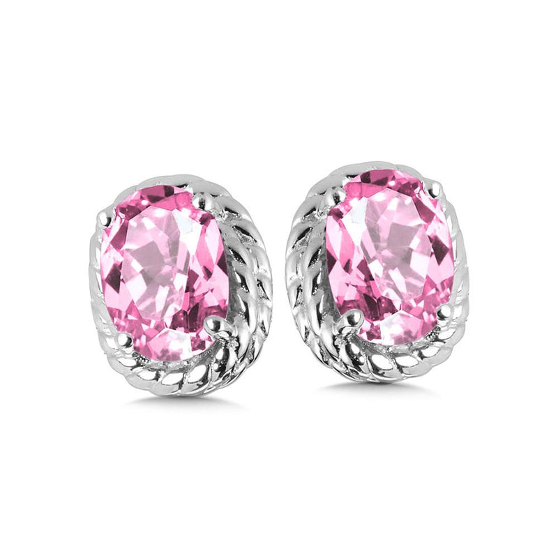 STERLING SILVER CREATED PINK SAPPHIRE EARRING Birmingham Jewelry Earrings Birmingham Jewelry 