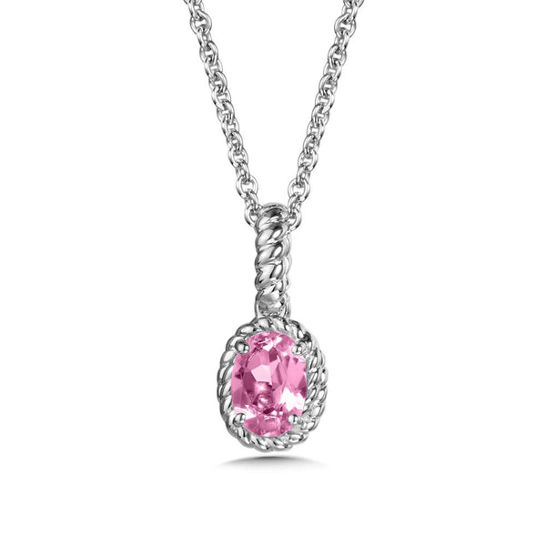 STERLING SILVER CREATED PINK SAPPHIRE PENDANT Birmingham Jewelry Pendant Birmingham Jewelry 