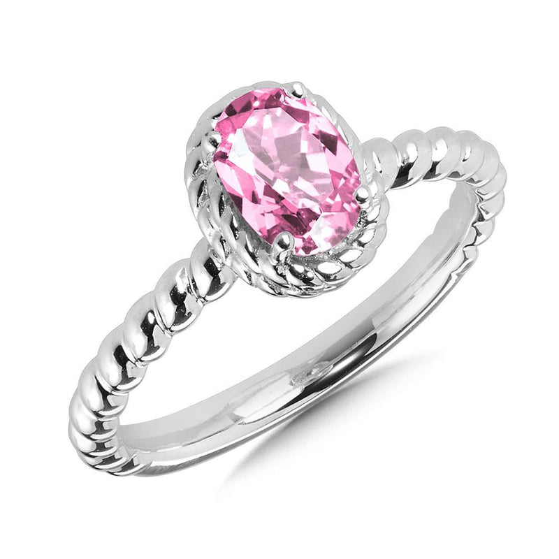 STERLING SILVER CREATED PINK SAPPHIRE RING Birmingham Jewelry Ring Birmingham Jewelry 