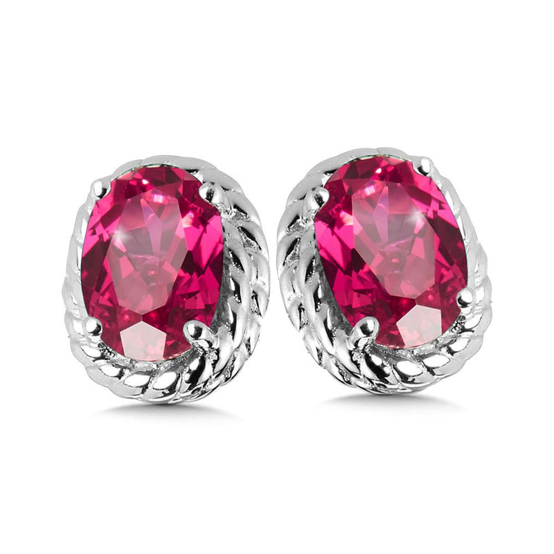 STERLING SILVER CREATED RUBY EARRING Birmingham Jewelry Earrings Birmingham Jewelry 