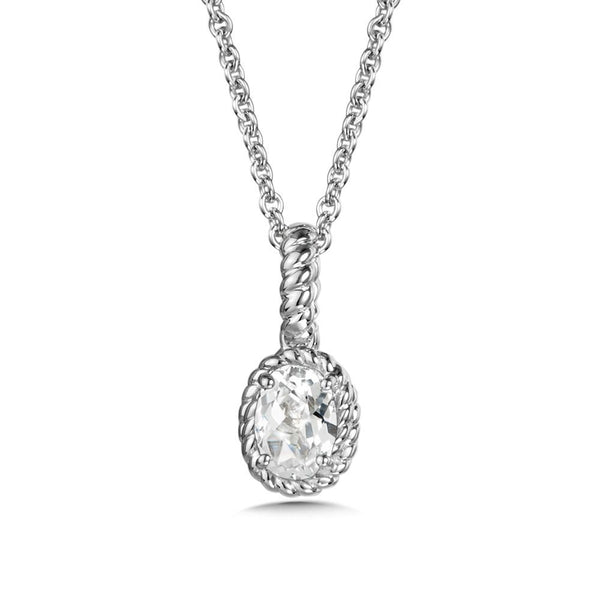 STERLING SILVER CREATED WHITE SAPPHIRE PENDANT Birmingham Jewelry Pendant Birmingham Jewelry 
