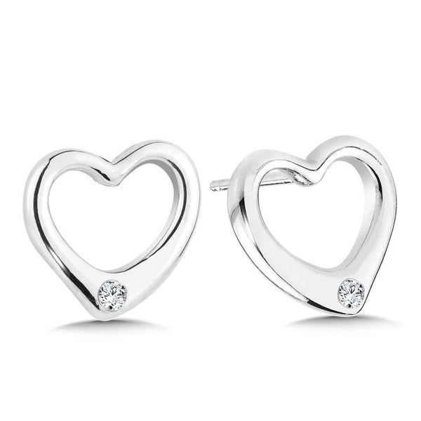 STERLING SILVER & DIAMOND HEART EARRINGS Birmingham Jewelry Earrings Birmingham Jewelry 