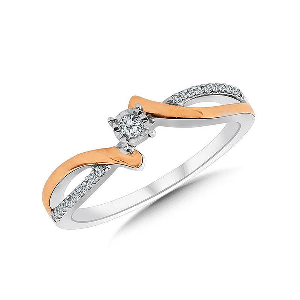 STERLING SILVER & ROSE GOLD DIAMOND SPLIT SHANK BYPASS PROMISE RING Birmingham Jewelry Ring Birmingham Jewelry 
