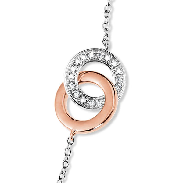 STERLING SILVER & ROSE GOLD INTERTWINING LOOP DIAMOND BRACELET Birmingham Jewelry Bracelet Birmingham Jewelry 