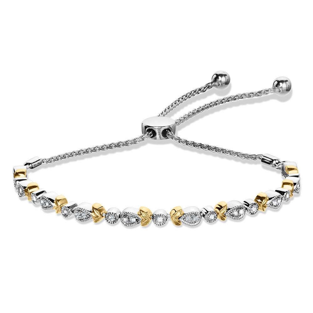 STERLING SILVER & YELLOW GOLD VINTAGE DIAMOND BOLO BRACELET Birmingham Jewelry Bracelet Birmingham Jewelry 