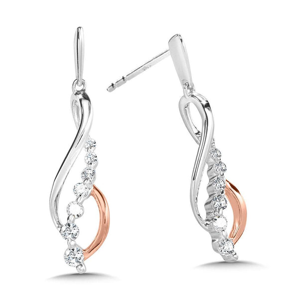 TWO TONE LOVE MOMENTS INFINITY GRADUATING DIAMOND DANGLING EARRINGS Birmingham Jewelry Earrings Birmingham Jewelry 