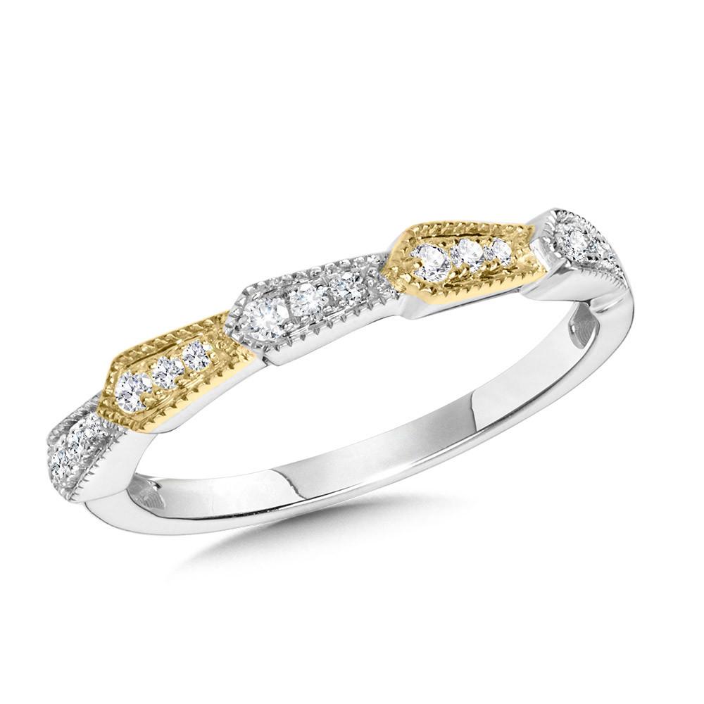TWO TONE, MILGRAIN-BEADED, GRADUATING DIAMOND STACKABLE BAND Birmingham Jewelry Stackable Band Birmingham Jewelry 