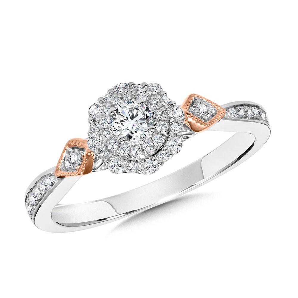 TWO TONE, VINTAGE, DOUBLE HALO ENGAGEMENT RING Birmingham Jewelry Engagement Ring Birmingham Jewelry 