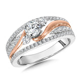 TWO TONE, WIDE, THREE-STONE & BYPASS DIAMOND ENGAGEMENT RING Birmingham Jewelry Engagement Ring Birmingham Jewelry 