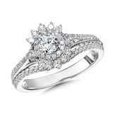 VINTAGE-CHIC SPLIT SHANK HALO BRIDAL SET Birmingham Jewelry Engagement Ring Set Birmingham Jewelry 