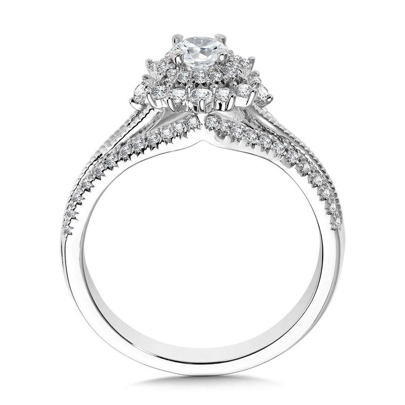 VINTAGE-CHIC SPLIT SHANK HALO BRIDAL SET Birmingham Jewelry Engagement Ring Set Birmingham Jewelry 