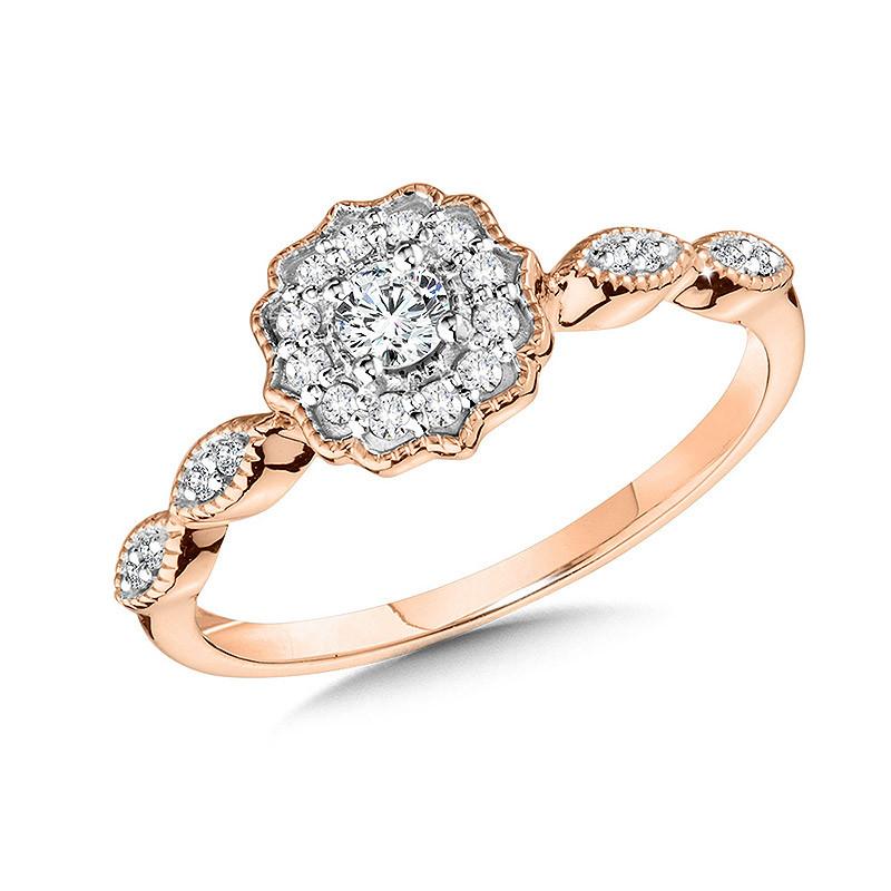 VINTAGE FLORAL HALO DIAMOND ENGAGEMENT RING Birmingham Jewelry Ring Birmingham Jewelry 