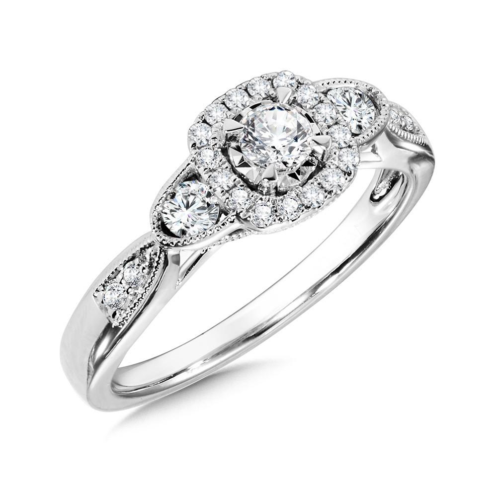 VINTAGE, MILGRAIN-BEADED, CUSHION-SHAPED HALO DIAMOND STAR ENGAGEMENT RING Birmingham Jewelry Engagement Ring Birmingham Jewelry 