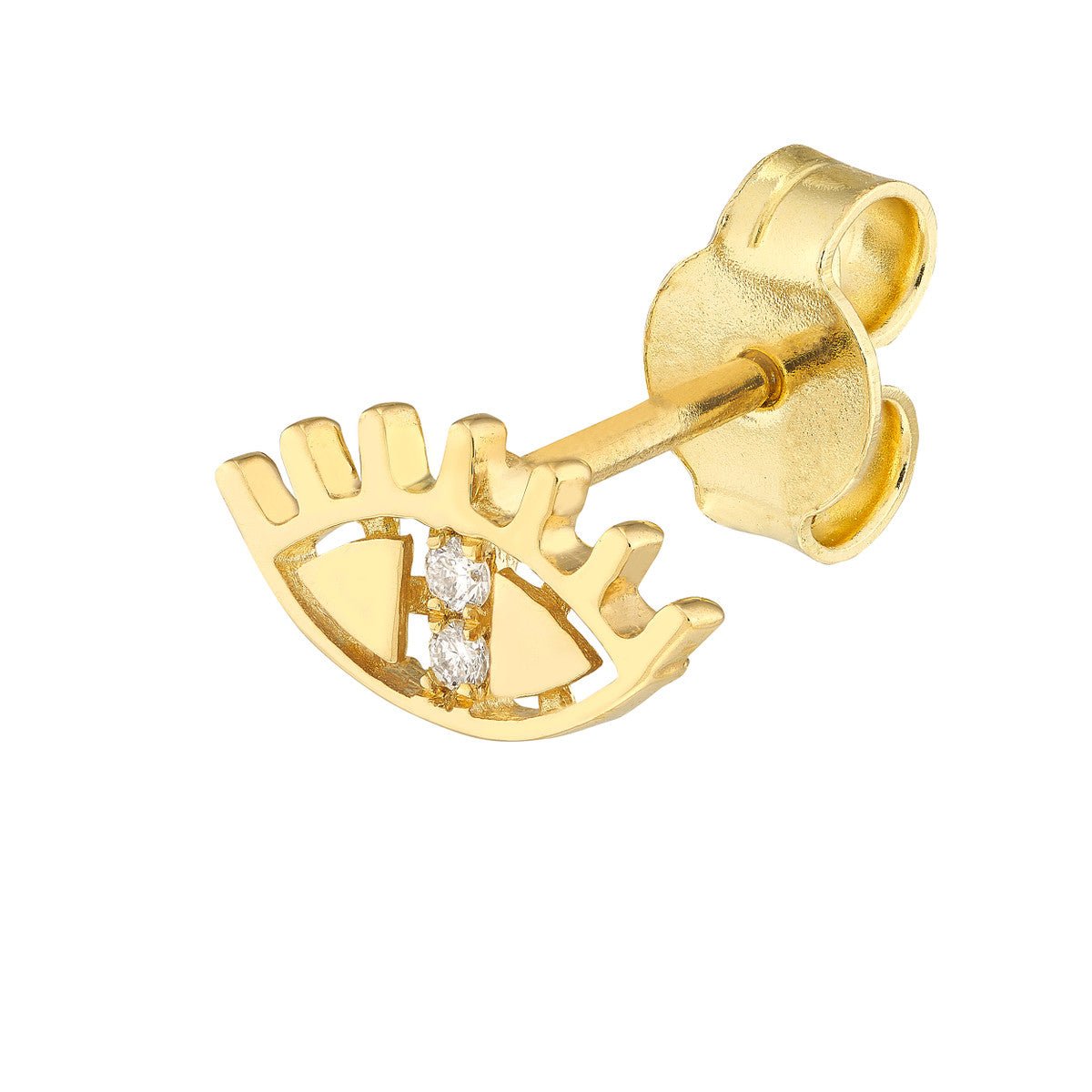Birmingham Jewelry - Yellow Gold 0.03ct Diamond Evil Eye Stud Earrings - Birmingham Jewelry