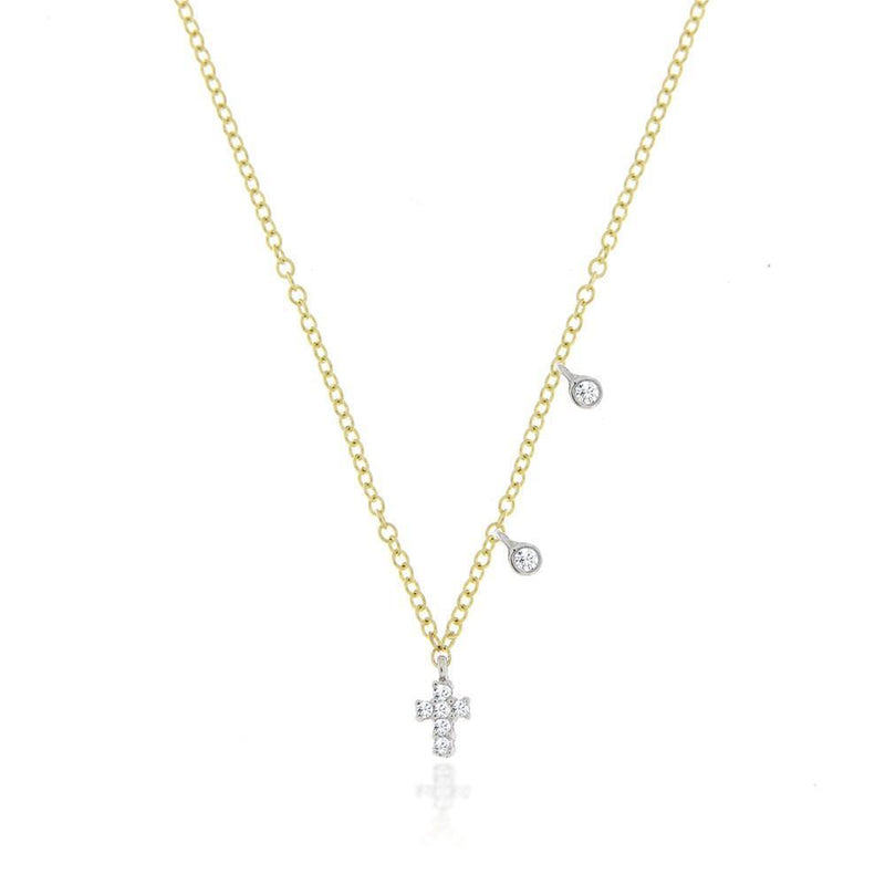 Dainty Cross Diamond Necklace - BJ1N9354 Meira T Necklace Birmingham Jewelry 