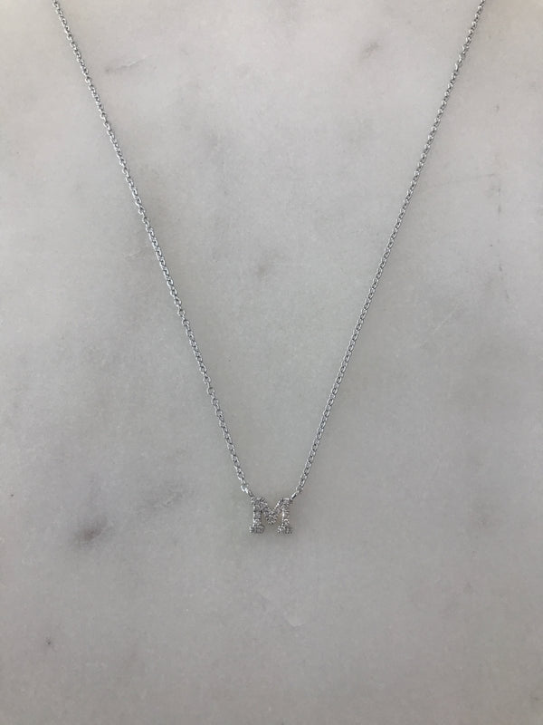Mini Diamond Initial "M" Necklace - BJ1N5756 Meira T Necklace Birmingham Jewelry 