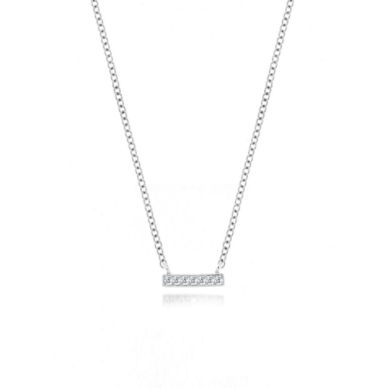 White Mini Diamond Bar Necklace - BJN10164 Meira T Necklace Birmingham Jewelry 