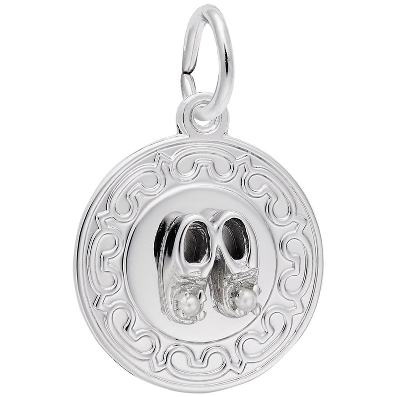 Rembrandt Charms - Baby Booties Disc with Pearls Charm - 4428 Rembrandt Charms Charm Birmingham Jewelry 