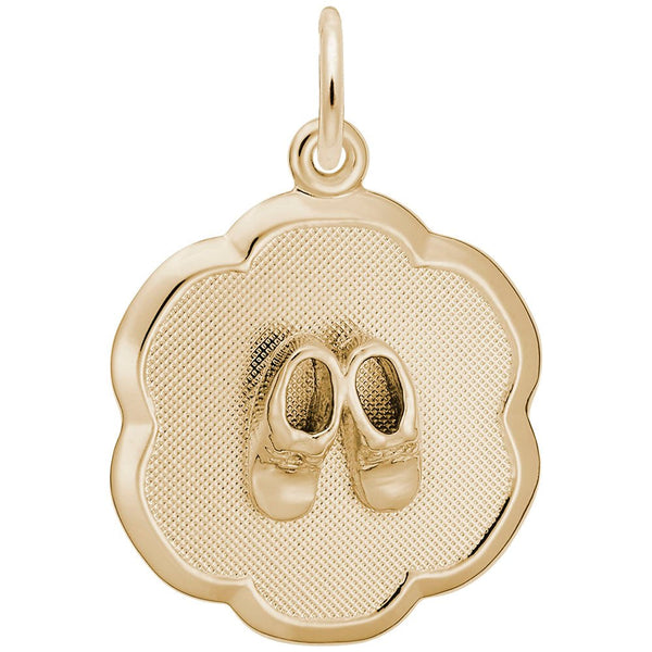 Rembrandt Charms - Baby Booties on Scalloped Disc Charm - 0945 Rembrandt Charms Charm Birmingham Jewelry 