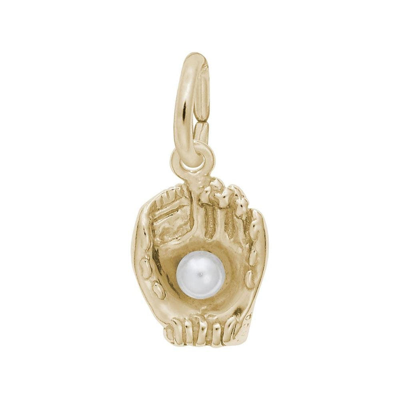 Rembrandt Charms - Baseball Glove With Pearl Accent Charm - 0435 Rembrandt Charms Charm Birmingham Jewelry 